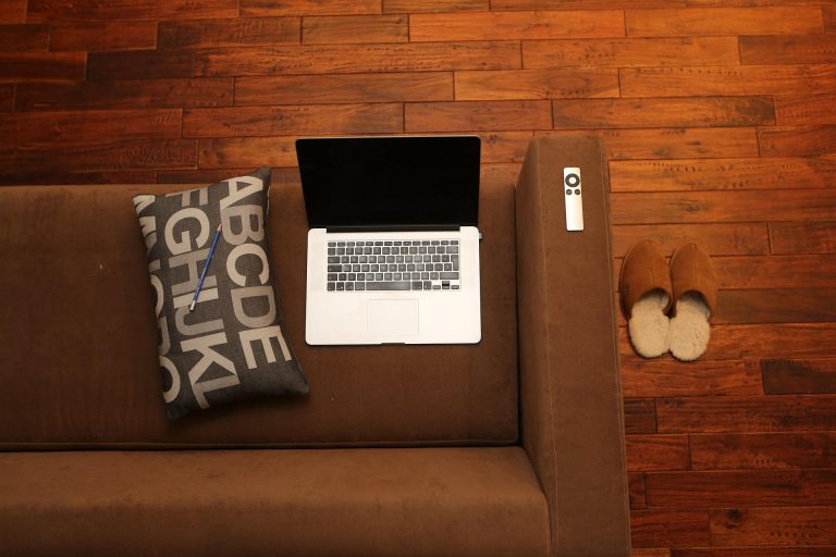 laptop on table